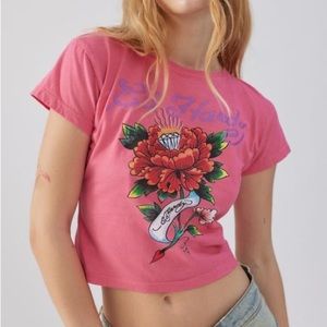 ed hardy urban outfitters exclusive roses baby tee